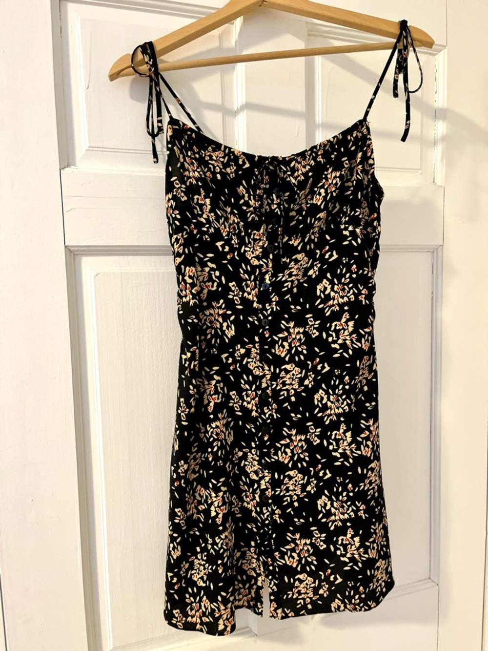 ba&sh Black Mini Dress with Pink Floral Print